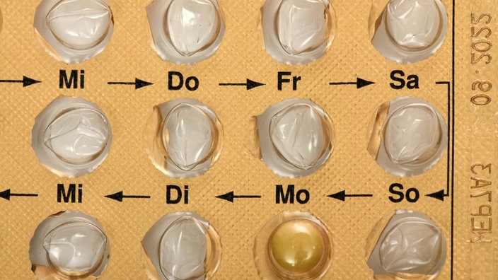 goldfarbene Pillenpackung.