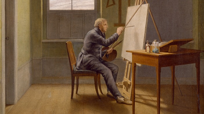 Gemälde "Caspar David Friedrich in seinem Atelier" (1811) von Georg Friedrich Kersting 