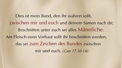 Der Text gibt die Bibelstelle zur Beschneidung aus dem Buch Genesis wieder.