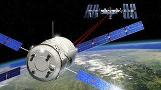 Graphische Darstellung des ATV im Weltall.